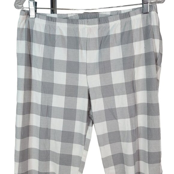 Macy's Family Pajamas Matching Set Mama Llama 2 PCS Cream Gray Med Plaid Lounge - Picture 7 of 12